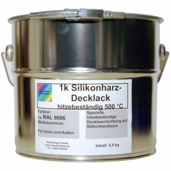 Silikonharz-Decklack, hitzebeständig bis 500 °C, 5 Liter